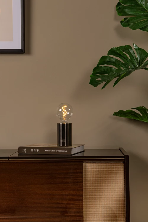 Lucide VIVO - Rechargeable Table lamp - Battery pack - Ø 8 cm - LED Dim. - E27 - 1x1W 2700K - Satin Gun Metal - atmosphere 1